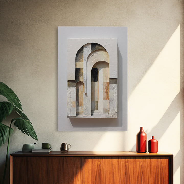 Architectural Arch Study Framed Canvas Print, Above Sofa Art, Textured Painting, Living Room Decor, Abstract Art, Statement, ASA-2x3-17