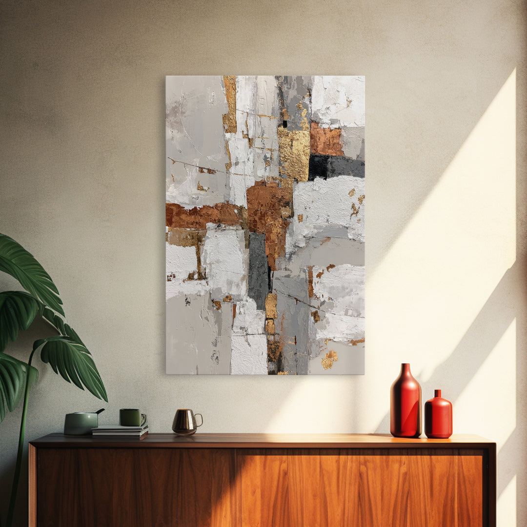 Luxury Monochrome Stone Composition Framed Canvas Print, Above Sofa Art, Canvas Print, Living Room Decor, Fine Art, Statement, ASA-2x3-3