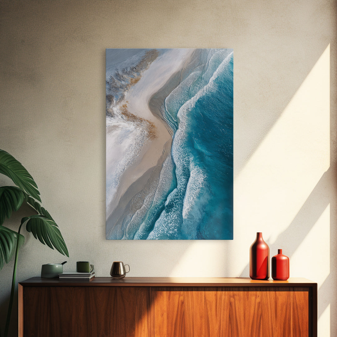 Panoramic Coastal Shoreline from an Aerial View Canvas Print, Above Sofa Art, Gallery Decor, Living Room Decor, Statement, ASA-2x3-35