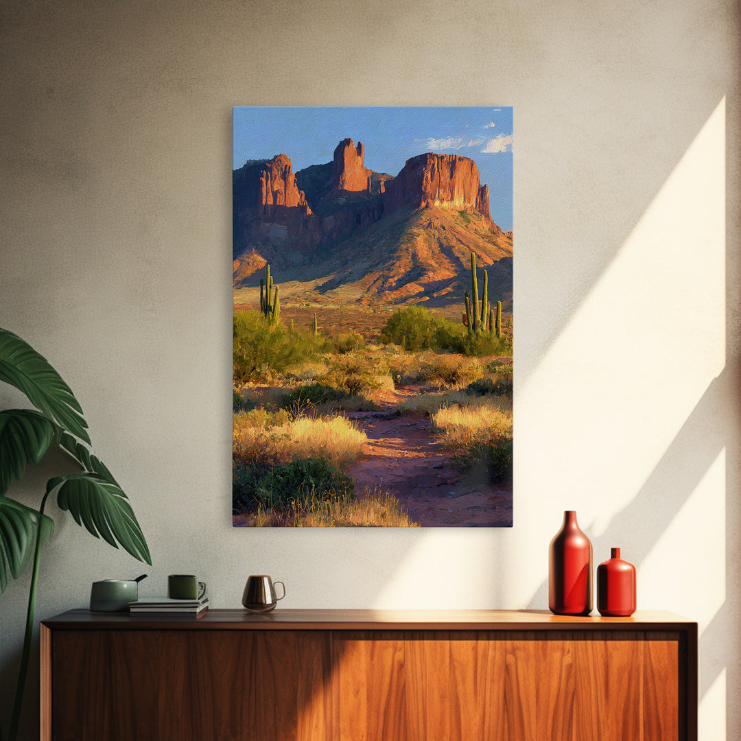 Desert Mesa Panorama Framed Canvas Print, Above Sofa Art, Modern Art, Living Room Decor, Fine Art, Statement, Art Print, ASA-2x3-4