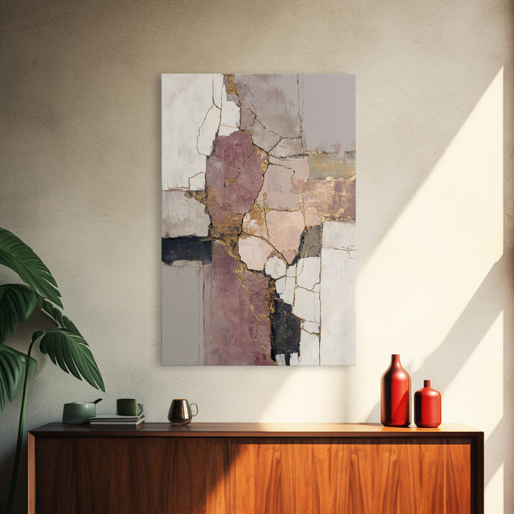 Textured Plaster Abstract Framed Canvas Print, Above Sofa Art, Neutral Decor, Living Room Decor, Abstract Art, Statement, ASA-2x3-43