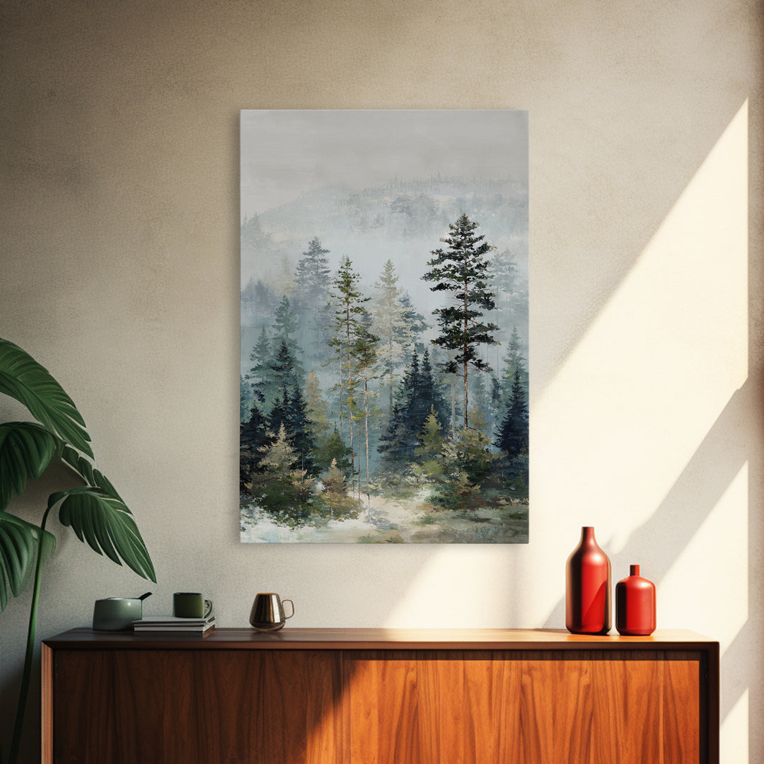 Modern Scandinavian Forest Framed Canvas Print, Above Sofa Art, Modern Decor, Living Room Decor, Fine Art, Statement, ASA-2x3-47