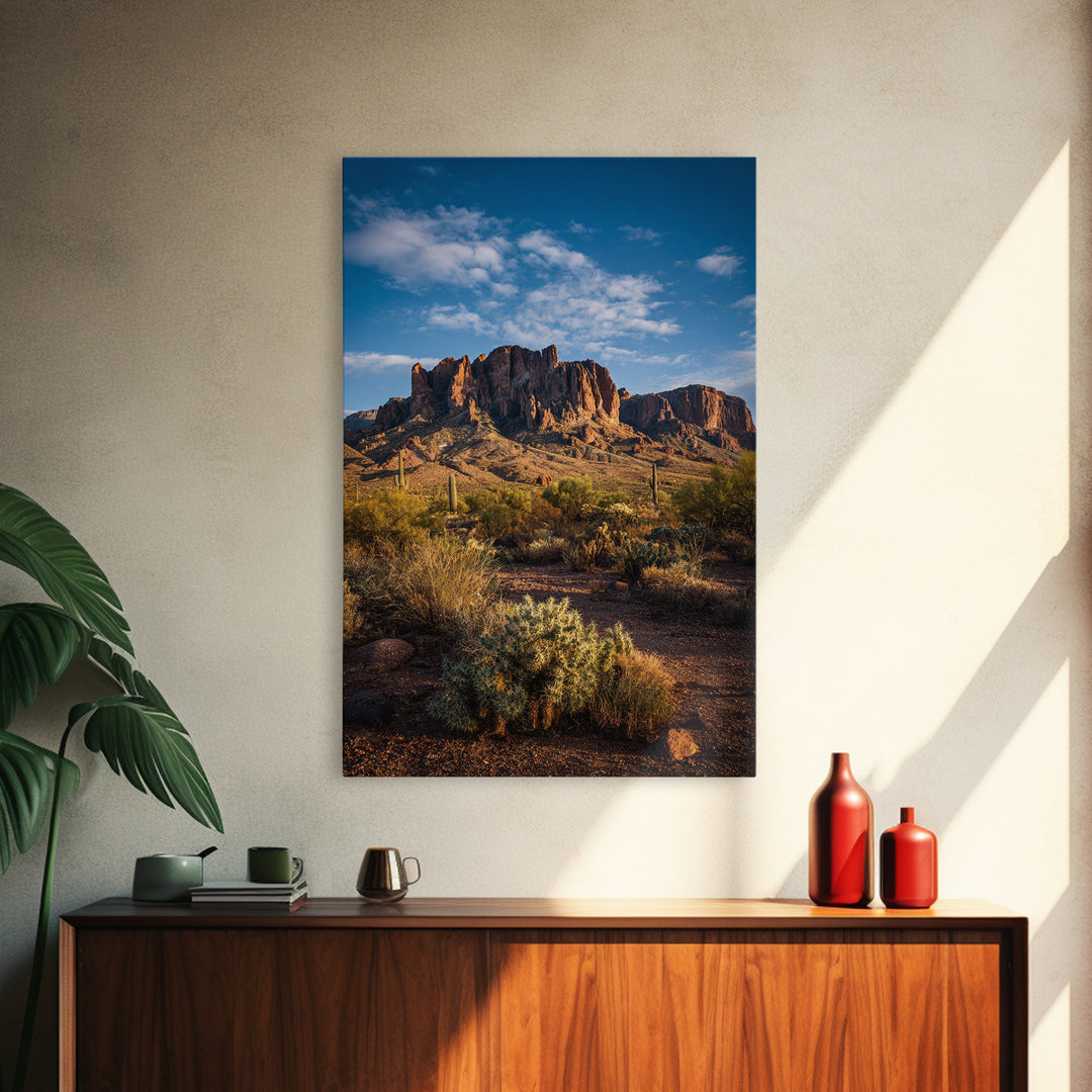 Desert Mesa Panorama Framed Canvas Print, Above Sofa Art, Bauhaus Print, Living Room Decor, Fine Art, Statement, ASA-2x3-52