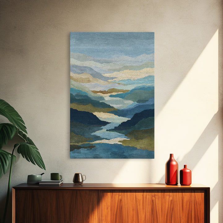 Abstract River Bends Framed Canvas Print, Above Sofa Art, Botanical Wall Art, Living Room Decor, Fine Art, Statement, ASA-2x3-55