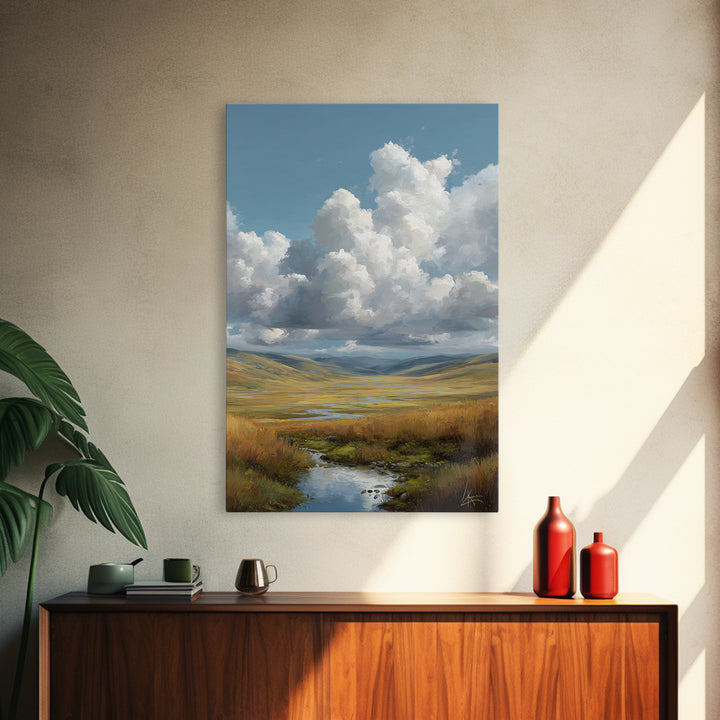 Dramatic Cloudscape over a Distant Valley Canvas Print, Above Sofa Art, Home Decor, Living Room Decor, Fine Art, Statement, ASA-2x3-61