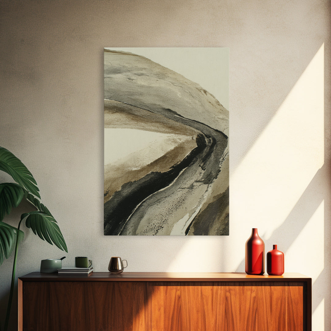 Minimal Black Ink Composition Framed Canvas Print, Above Sofa Art, Gallery Decor, Living Room Decor, Fine Art, Statement, ASA-2x3-64