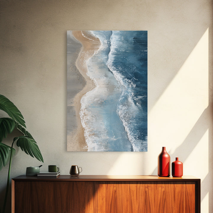 Panoramic Coastal Shoreline from an Aerial View Canvas Print, Above Sofa Art, Mid Century Modern, Living Room Decor, Statement, ASA-2x3-83