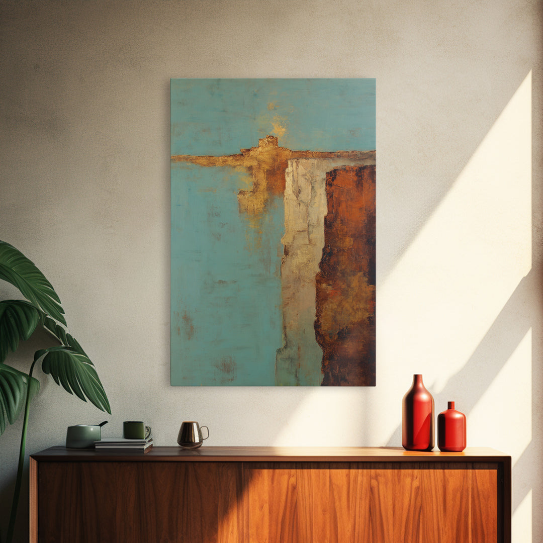 Abstract Canyon Landscape Framed Canvas Print, Above Sofa Art, Large Wall Art, Living Room Decor, Oil Painting, Statement, ASA-2x3-87