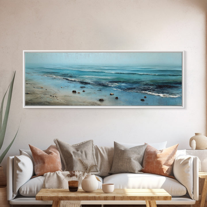 Moody Seascape at Twilight Canvas Print, Above Sofa Art, Floral Wall Art, Living Room Decor, Abstract Art, Statement, ASA-3x1-100