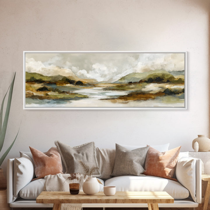 Oversized Abstract Landscape Framed Canvas Print, Above Sofa Art, Frame Tv Art, Living Room Decor, Fine Art, Statement, ASA-3x1-17