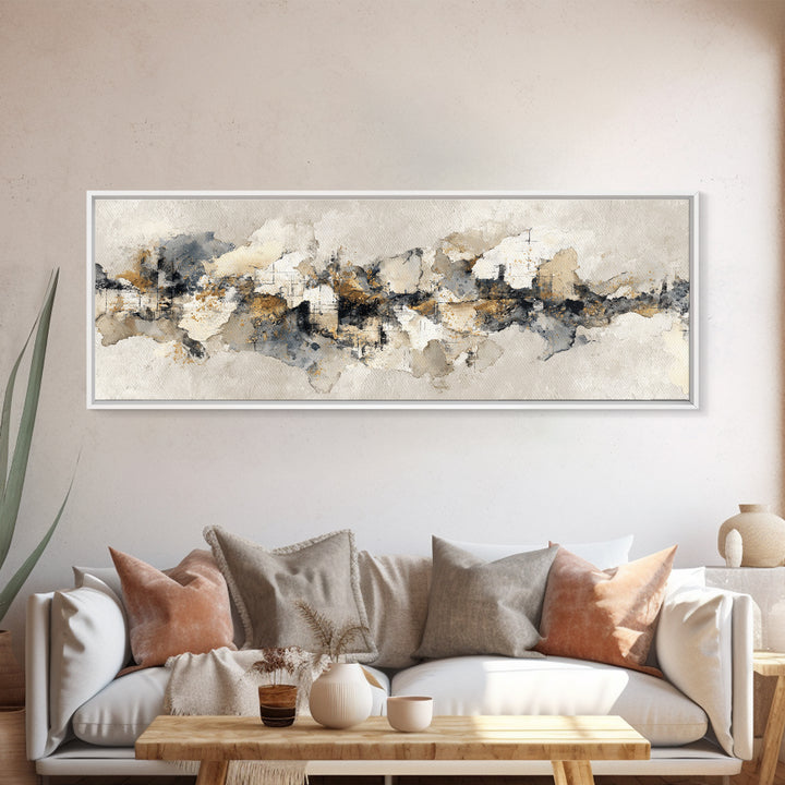Large Modern Organic Shapes Framed Canvas Print, Above Sofa Art, Large Wall Art, Living Room Decor, Abstract Art, Statement, ASA-3x1-18