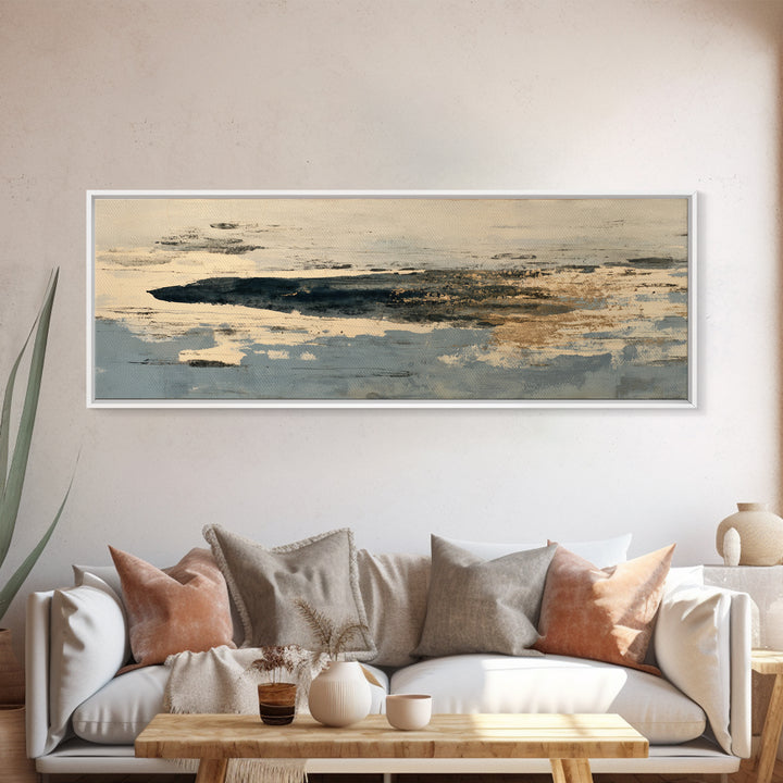 Minimal Black Ink Composition Canvas Print, Above Sofa Art, Coastal Decor, Living Room Decor, Fine Art, Statement, Luxury Decor, ASA-3x1-24