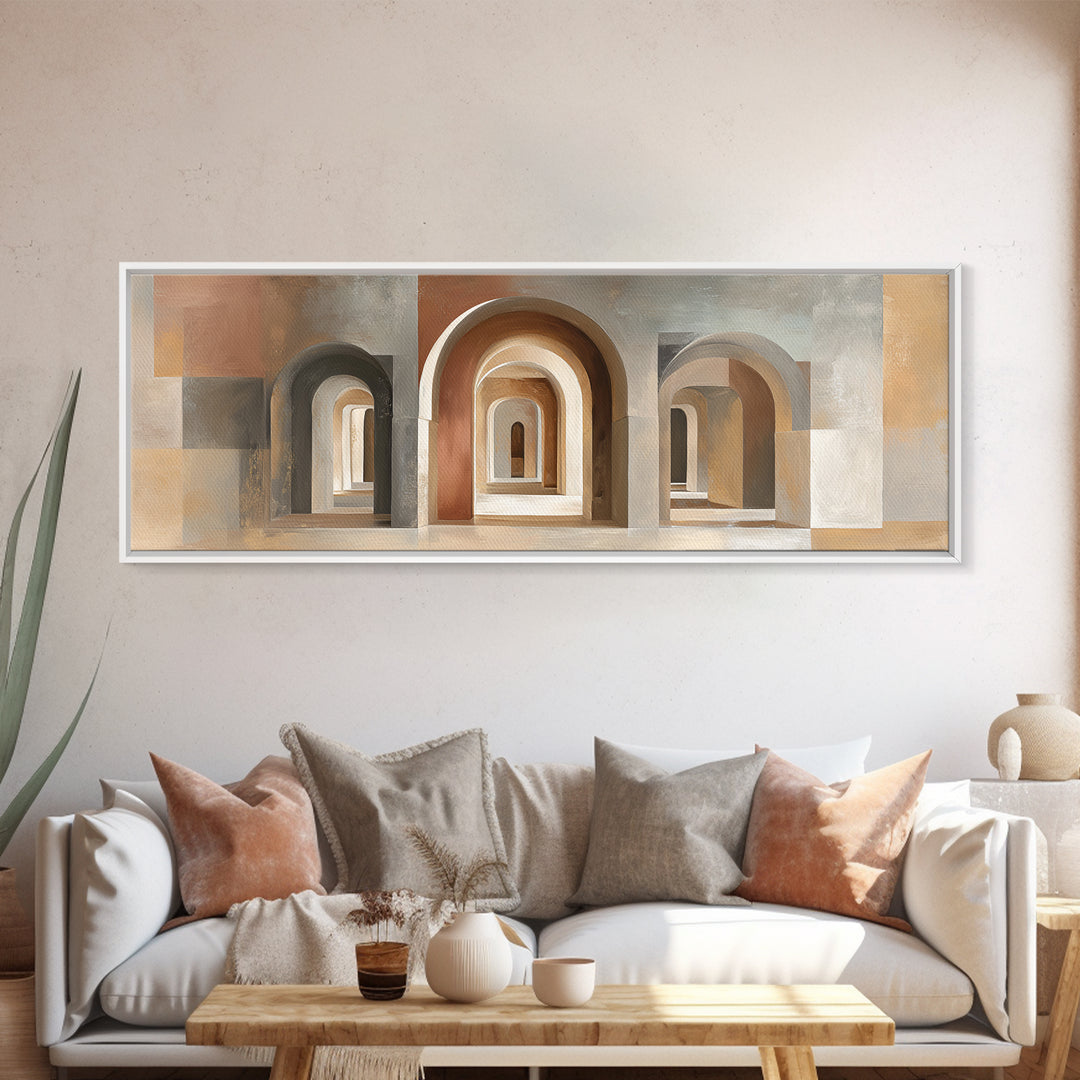 Architectural Arch Study Canvas Print, Above Sofa Art, Horizontal Wall Art, Living Room Decor, Abstract Art, Statement, ASA-3x1-25