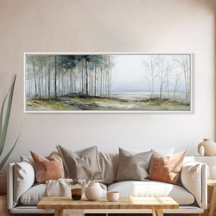 Modern Scandinavian Forest Canvas Print, Above Sofa Art, Fine Art Print, Living Room Decor, Fine Art, Statement, ASA-3x1-31