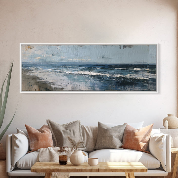 Moody Seascape at Twilight Canvas Print, Above Sofa Art, Set of 3 Prints, Living Room Decor, Watercolor Art, Statement, ASA-3x1-4