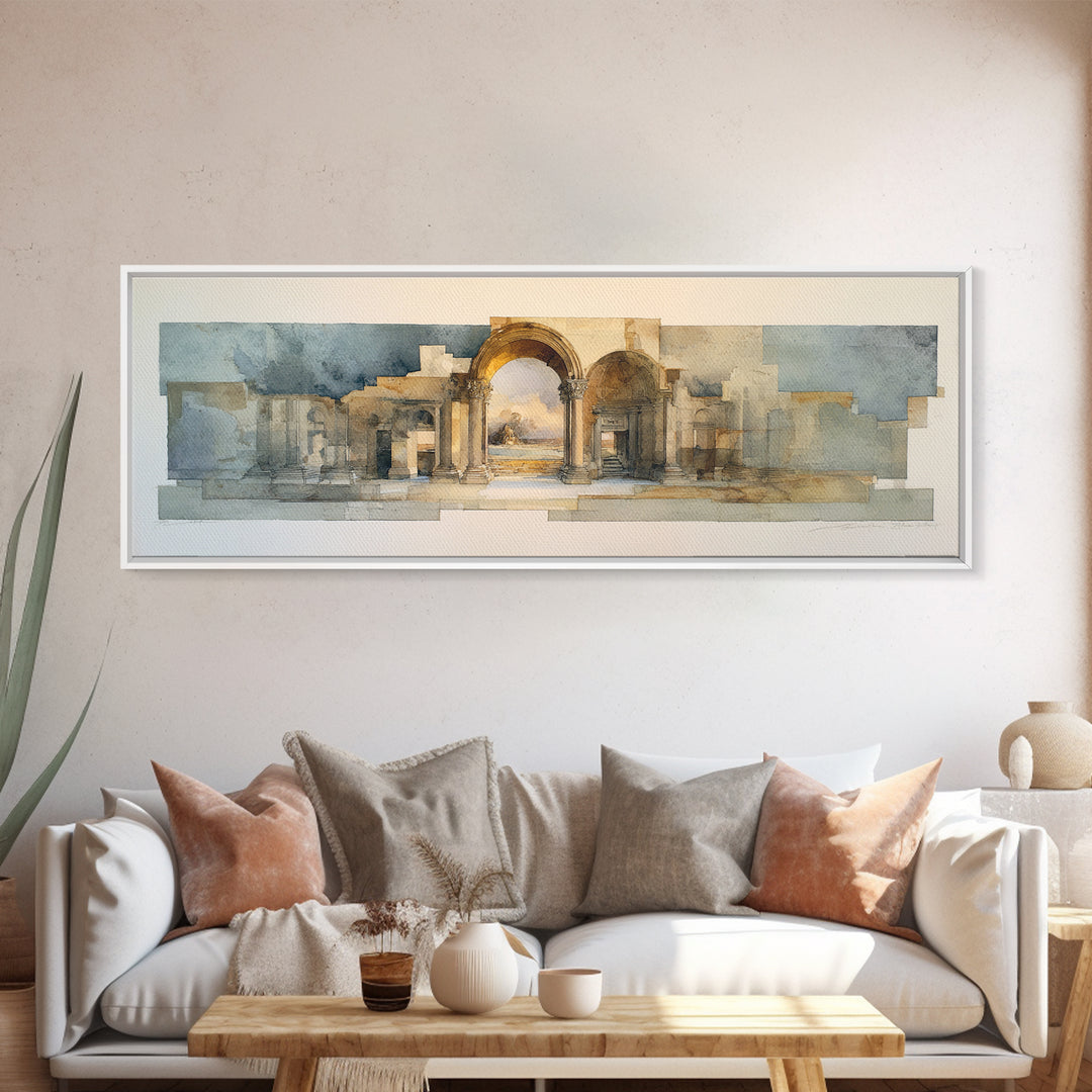 Architectural Arch Study Canvas Print, Above Sofa Art, Horizontal Wall Art, Living Room Decor, Abstract Art, Statement, ASA-3x1-49