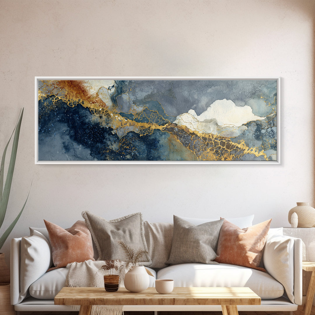 Textured Plaster Abstract Framed Canvas Print, Above Sofa Art, Wall Art, Living Room Decor, Statement, Horizontal Wall Art, ASA-3x1-51