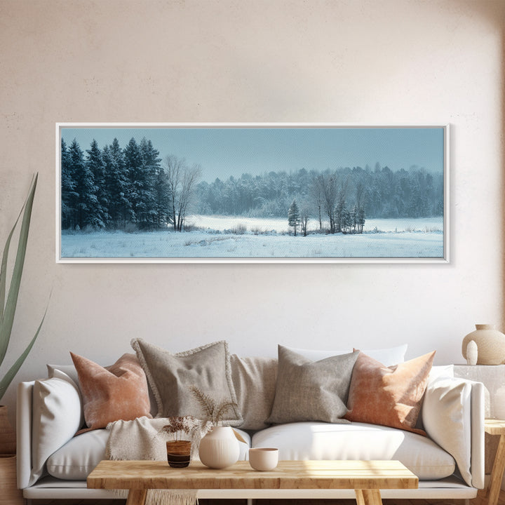 Modern Scandinavian Forest Framed Canvas Print, Above Sofa Art, Room Decor, Living Room Decor, Oil Painting, Statement, ASA-3x1-55