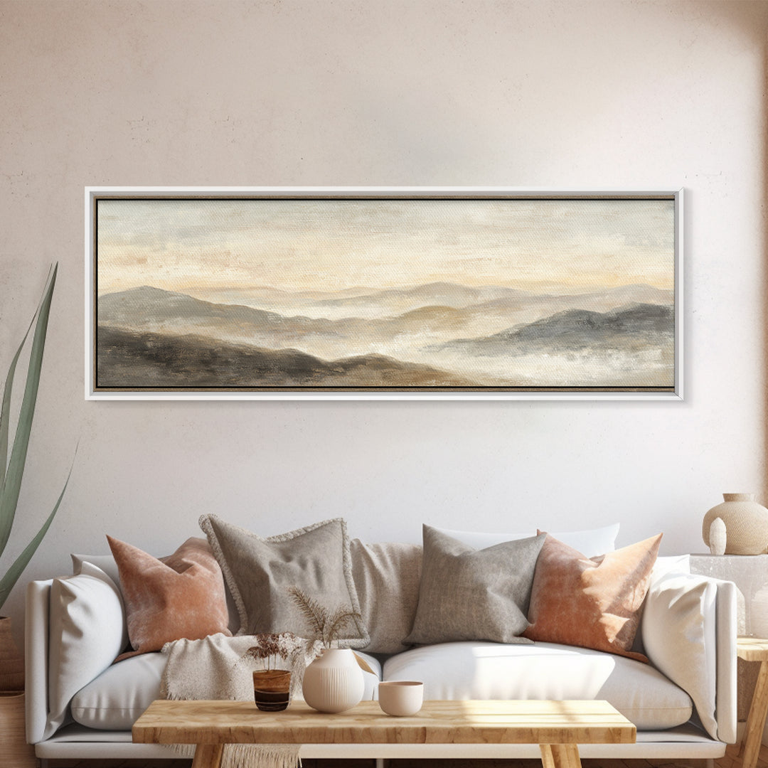 Sunlit Rolling Hills Framed Canvas Print, Above Sofa Art, Wall Art Print, Living Room Decor, Fine Art, Statement, Modern Art, ASA-3x1-57