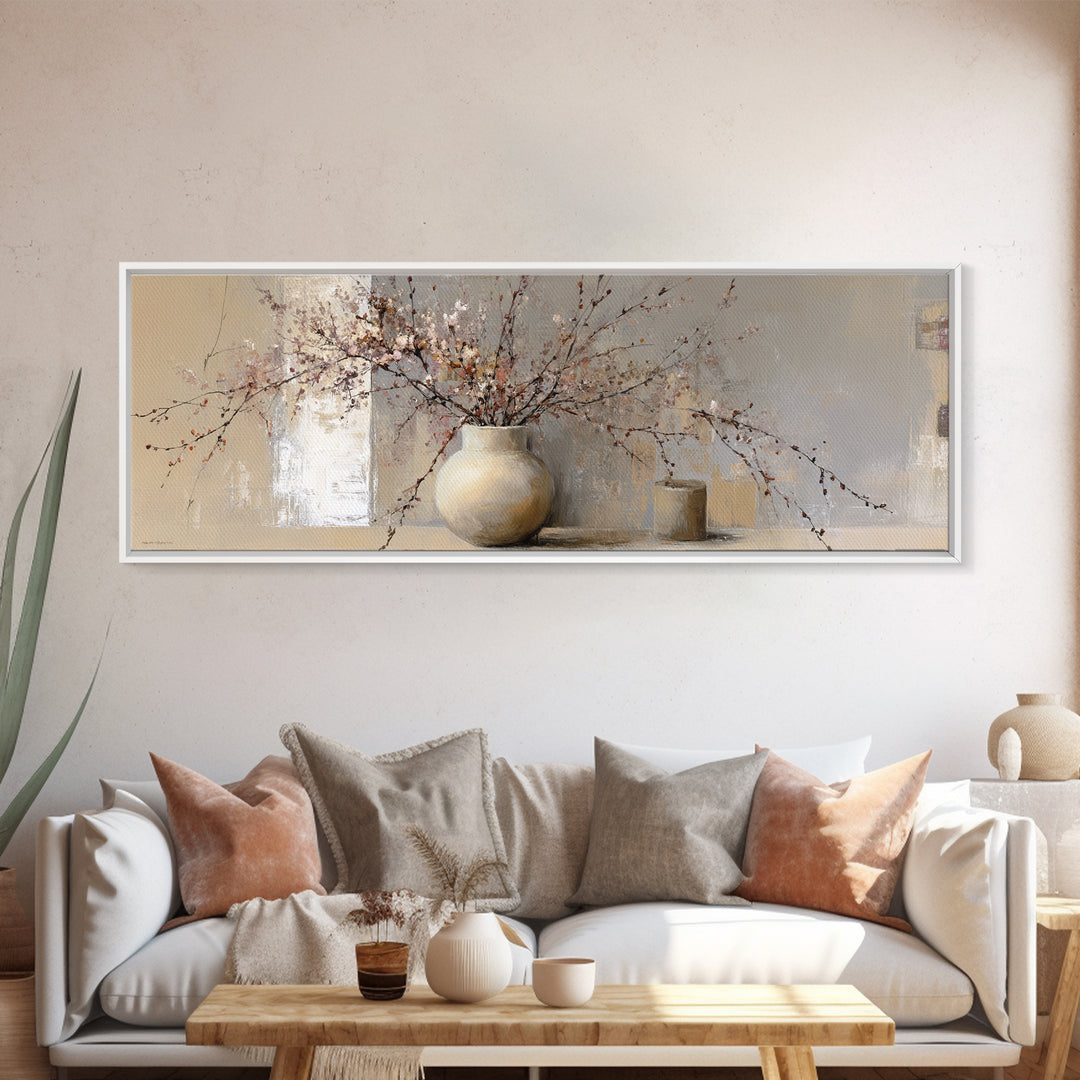 Large Neutral Still Life Canvas Print, Above Sofa Art, Canvas Print, Living Room Decor, Fine Art, Statement, Botanical Wall Art, ASA-3x1-6