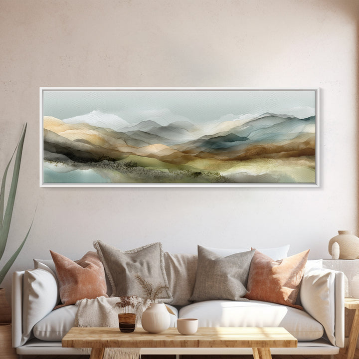 Abstract River Bends Framed Canvas Print, Above Sofa Art, Boho Decor, Living Room Decor, Abstract Art, Statement, ASA-3x1-63