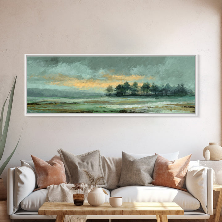 Gallery Style Landscape with Expansive Negative Space Canvas Print, Above Sofa Art, Statement Artwork, Living Room Decor, ASA-3x1-64