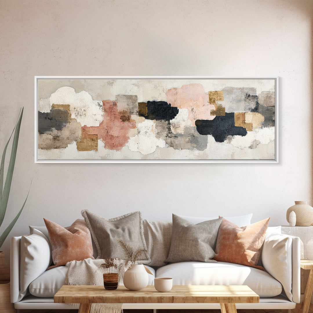 Large Modern Organic Shapes Canvas Print, Above Sofa Art, Abstract Wall Art, Living Room Decor, Abstract Art, Statement, ASA-3x1-66
