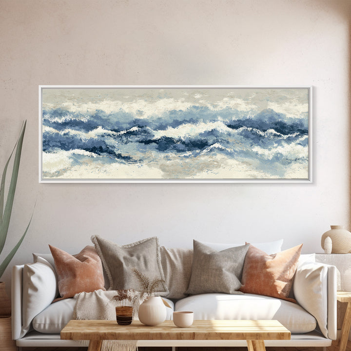 Panoramic Coastal Shoreline from an Aerial View Canvas Print, Above Sofa Art, Large Wall Art, Living Room Decor, Statement, ASA-3x1-67