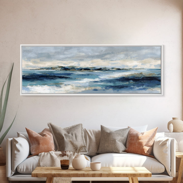 Moody Seascape at Twilight Canvas Print, Above Sofa Art, Contemporary Art, Living Room Decor, Statement, Boho Wall Art, ASA-3x1-76