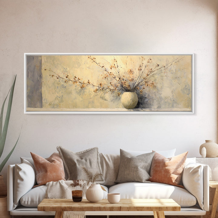 Large Neutral Still Life Canvas Print, Above Sofa Art, Textured Painting, Living Room Decor, Oil Painting, Statement, ASA-3x1-78