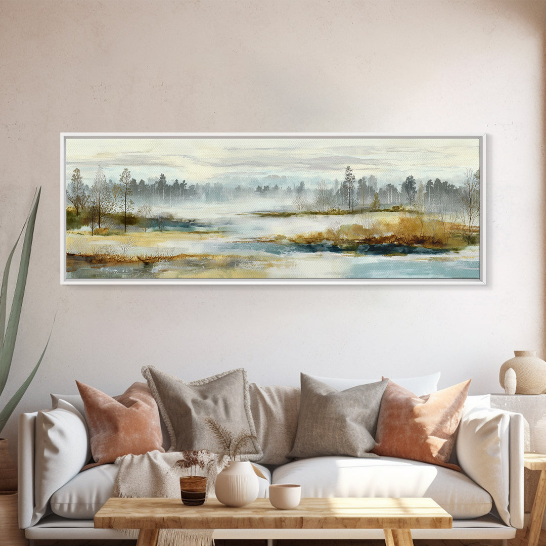 Modern Scandinavian Forest Framed Canvas Print, Above Sofa Art, Textured Wall Art, Living Room Decor, Fine Art, Statement, ASA-3x1-79