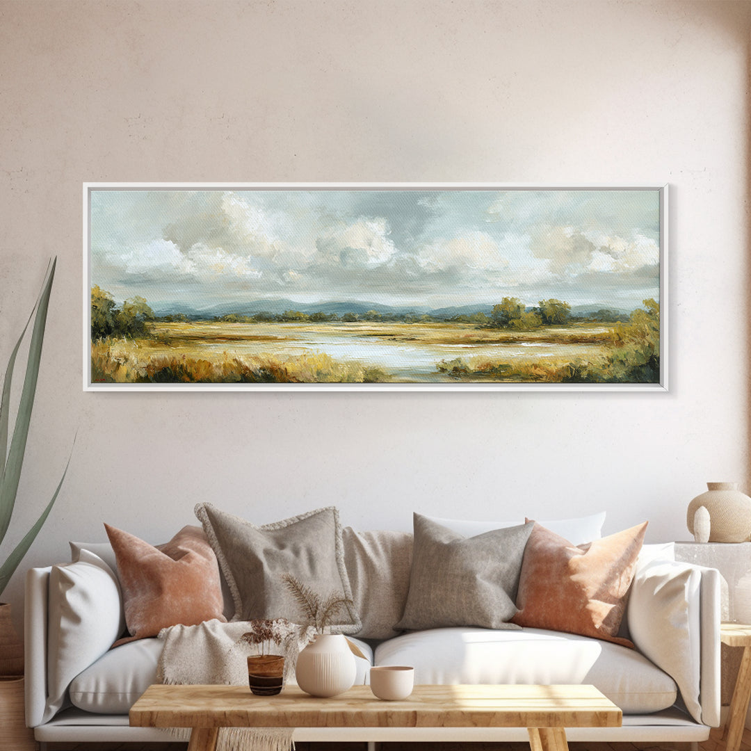 Gallery Style Landscape with Expansive Negative Space Canvas Print, Above Sofa Art, Living Room Decor, Statement, ASA-3x1-88