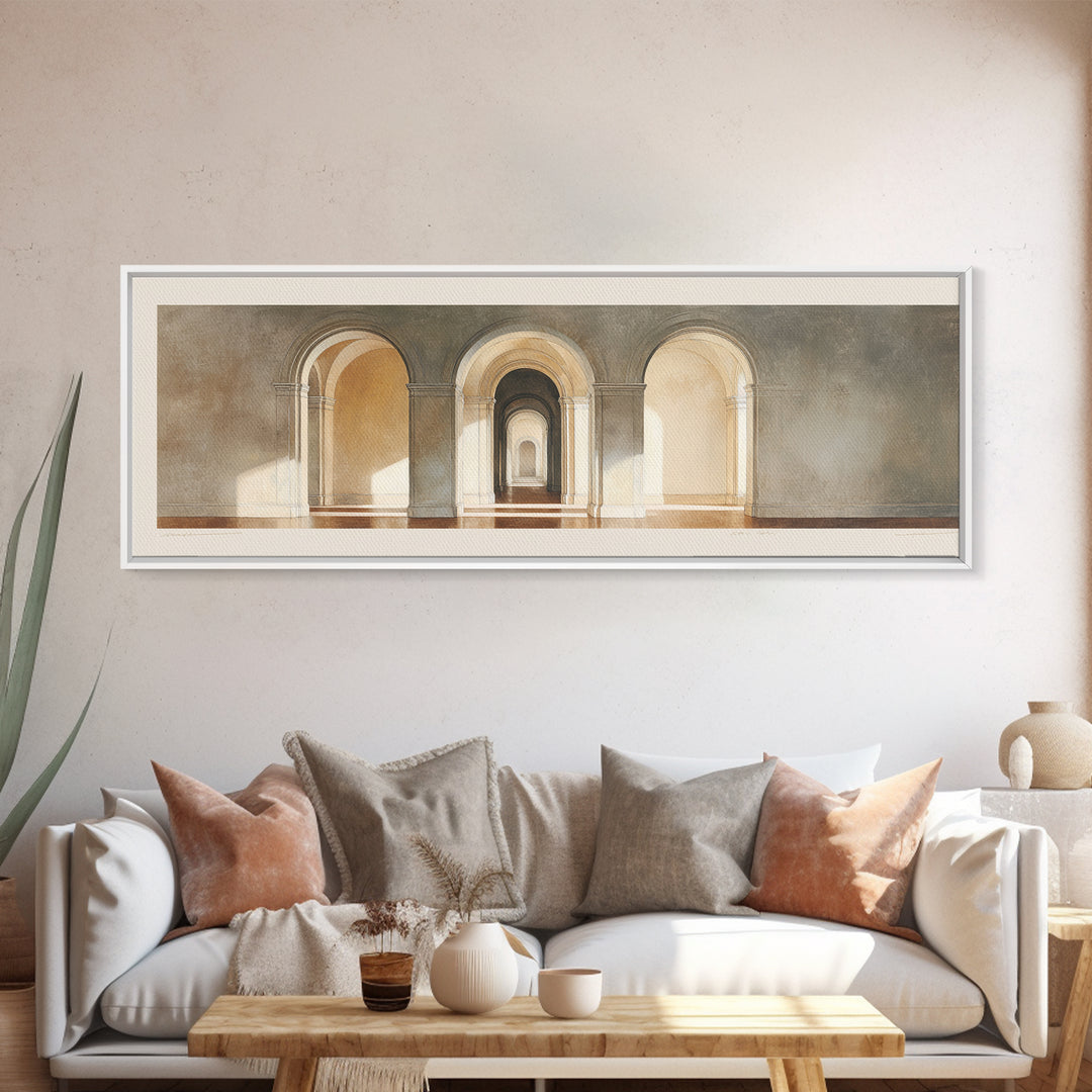 Architectural Arch Study Canvas Print, Above Sofa Art, Japandi Wall Art, Living Room Decor, Watercolor Art, Statement, ASA-3x1-97