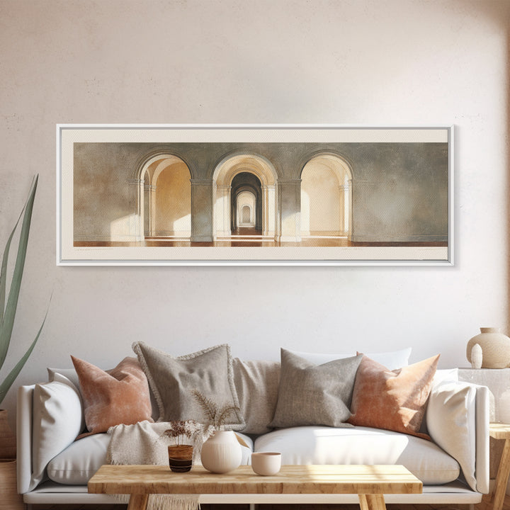 Architectural Arch Study Canvas Print, Above Sofa Art, Japandi Wall Art, Living Room Decor, Watercolor Art, Statement, ASA-3x1-97
