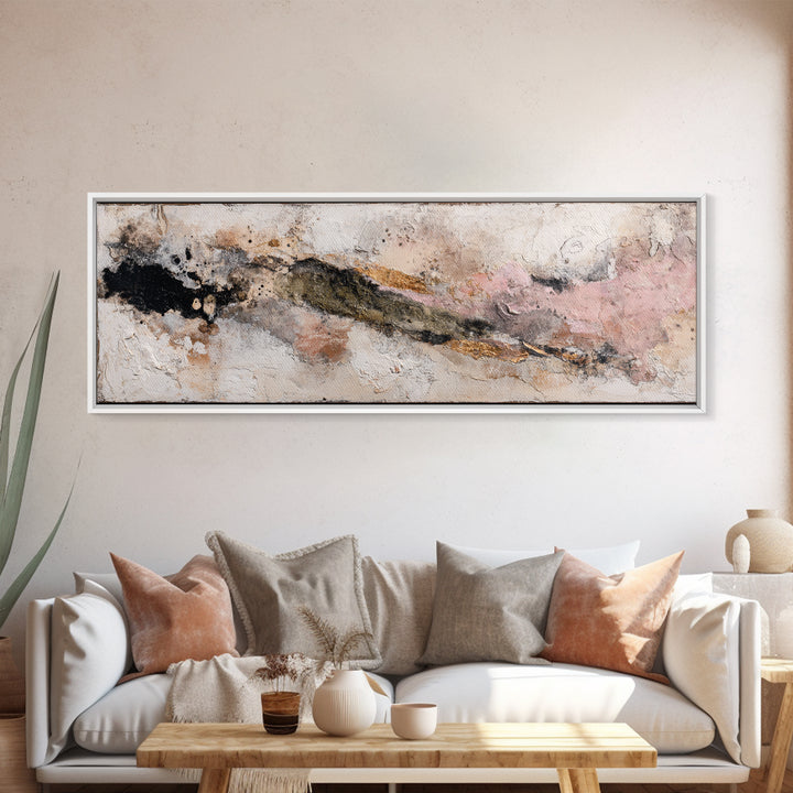 Textured Plaster Abstract Framed Canvas Print, Above Sofa Art, Wall Decor, Living Room Decor, Fine Art, Statement, ASA-3x1-99