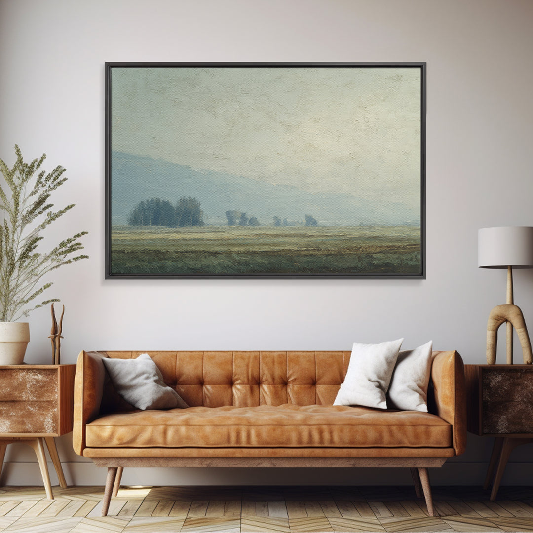 Gallery Style Landscape with Expansive Negative Space Canvas Print, Above Sofa Art, Japandi Wall Art, Living Room Decor, ASA-3x2-100