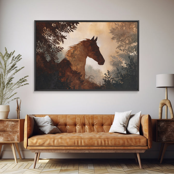 Statement Horse Silhouette Canvas Print, Above Sofa Art, Living Room Decor, Statement 517, Set of Prints, Above Bed Decor, ASA-3x2-17