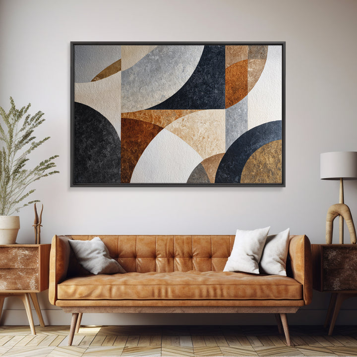 Luxury Monochrome Stone Composition Framed Canvas Print, Above Sofa Art, Canvas Wall Art, Living Room Decor, Statement, ASA-3x2-23