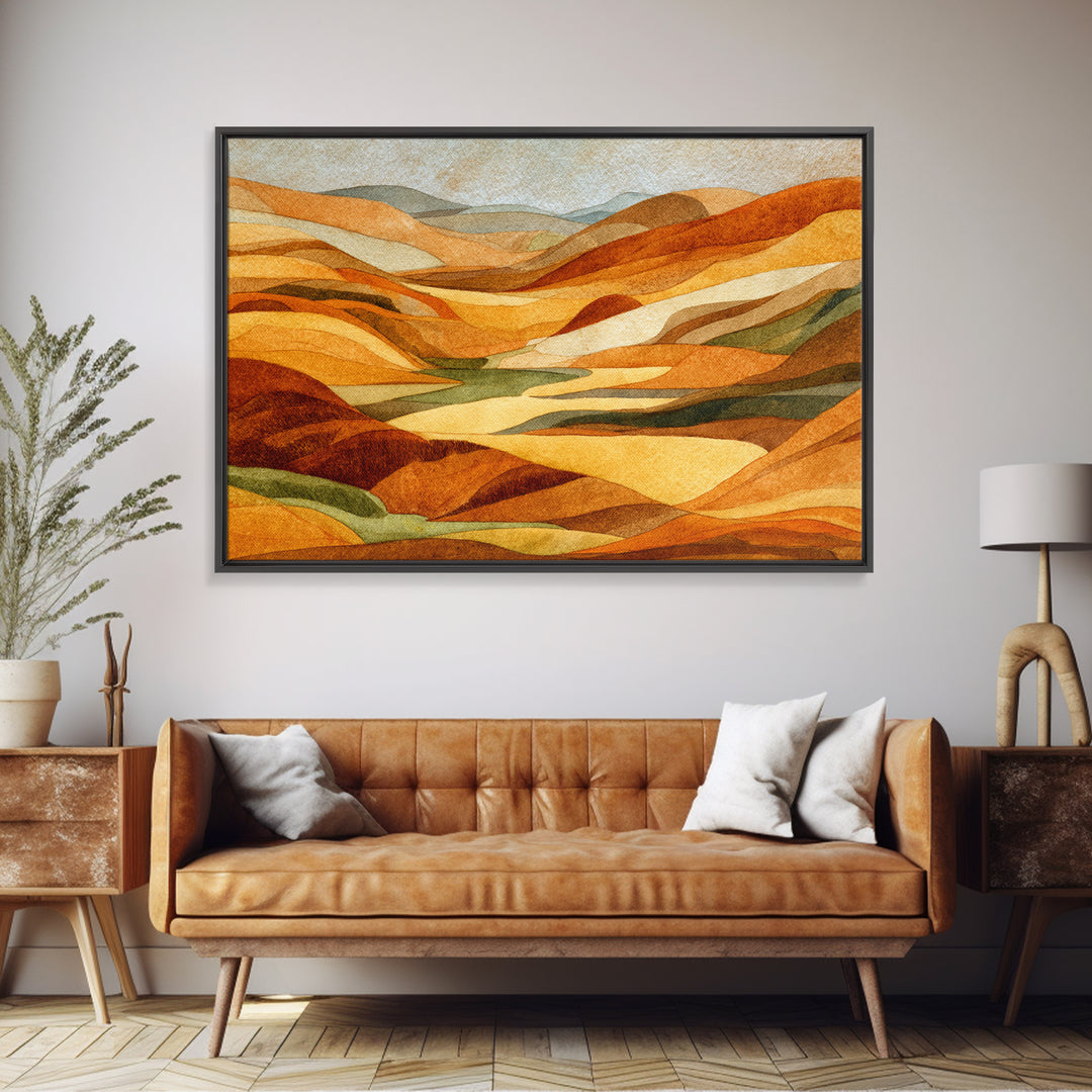 Quiet City Skyline Reduced to Elegant Shapes Canvas Print, Above Sofa Art, Living Room Decor, Abstract Art, Statement, ASA-3x2-26
