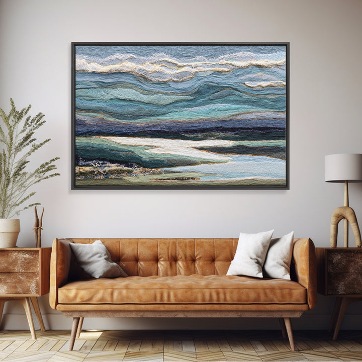 Abstract River Bends Framed Canvas Print, Above Sofa Art, Farmhouse Decor, Living Room Decor, Statement 527, Piece Wall Art, ASA-3x2-27