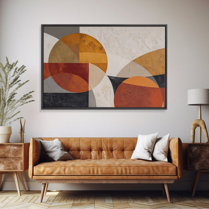 Bold Mid Century Geometric Forms Canvas Print, Above Sofa Art, Farmhouse Decor, Living Room Decor, Fine Art, Statement, ASA-3x2-32