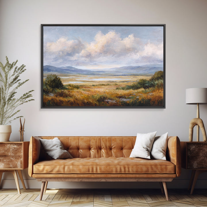 Dramatic Cloudscape over a Distant Valley Canvas Print, Above Sofa Art, Horizontal Wall Art, Living Room Decor, Statement, ASA-3x2-33