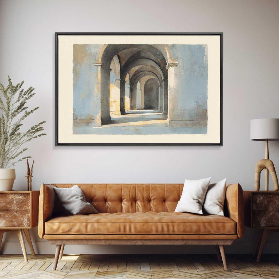 Architectural Arch Study Canvas Print, Above Sofa Art, Oversized Wall Art, Living Room Decor, Oil Painting, Statement, ASA-3x2-37