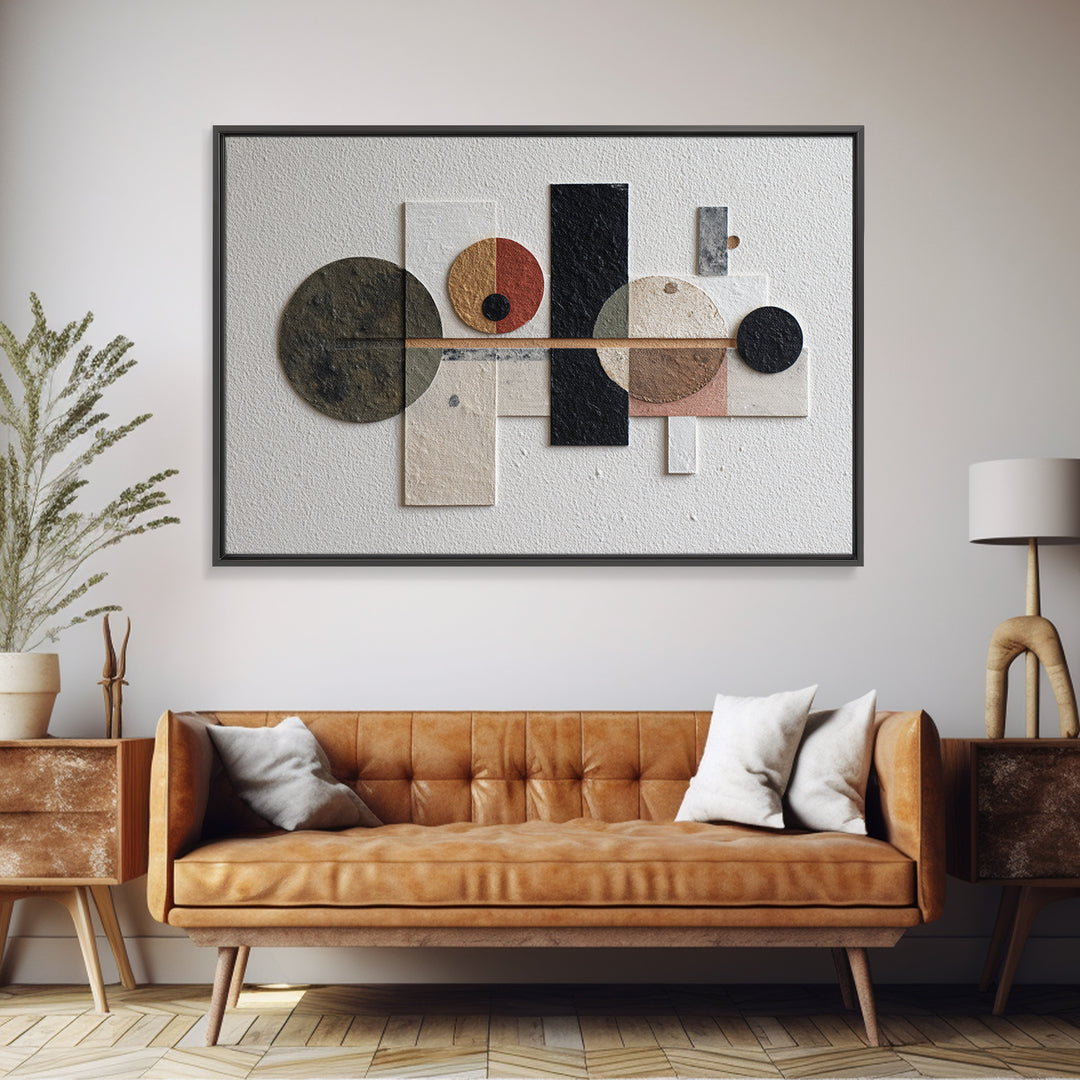 Bold Mid Century Geometric Forms Canvas Print, Above Sofa Art, Bedroom Wall Art, Living Room Decor, Abstract Art, Statement, ASA-3x2-56