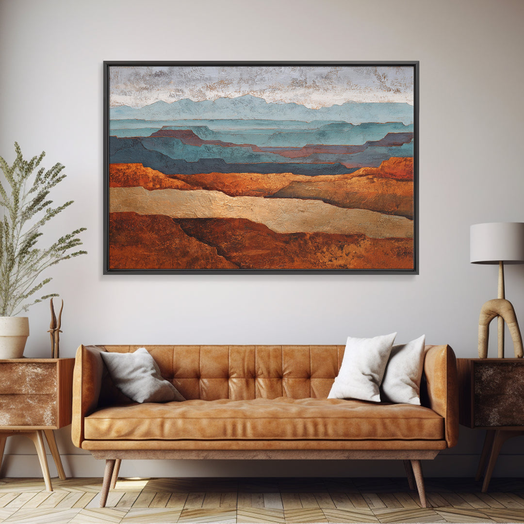 Abstract Canyon Landscape Framed Canvas Print, Above Sofa Art, Modern Art, Living Room Decor, Fine Art, Statement, Art Print, ASA-3x2-59