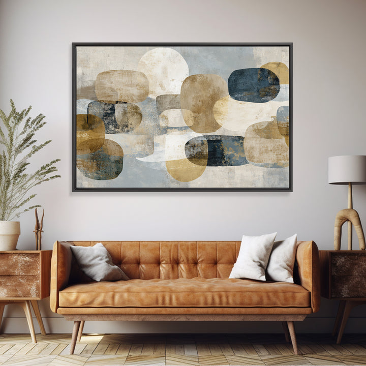 Large Modern Organic Shapes Framed Canvas Print, Above Sofa Art, Framed Wall Art, Living Room Decor, Fine Art, Statement, ASA-3x2-6