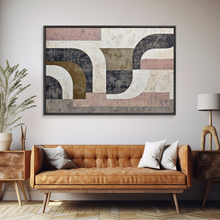 Luxury Monochrome Stone Composition Framed Canvas Print, Above Sofa Art, Textured Wall Art, Living Room Decor, Watercolor Art, ASA-3x2-71
