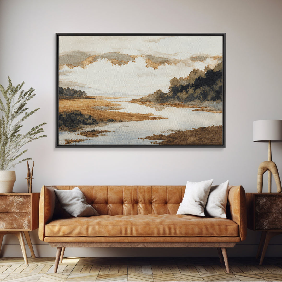 Gallery Style Landscape with Expansive Negative Space Canvas Print, Above Sofa Art, Living Room Wall Art, Living Room Decor, ASA-3x2-76