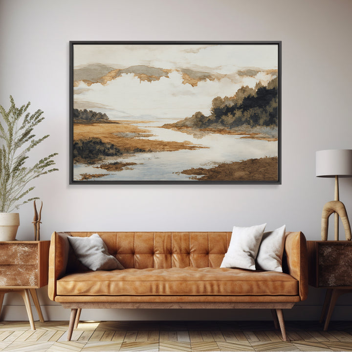 Gallery Style Landscape with Expansive Negative Space Canvas Print, Above Sofa Art, Living Room Wall Art, Living Room Decor, ASA-3x2-76