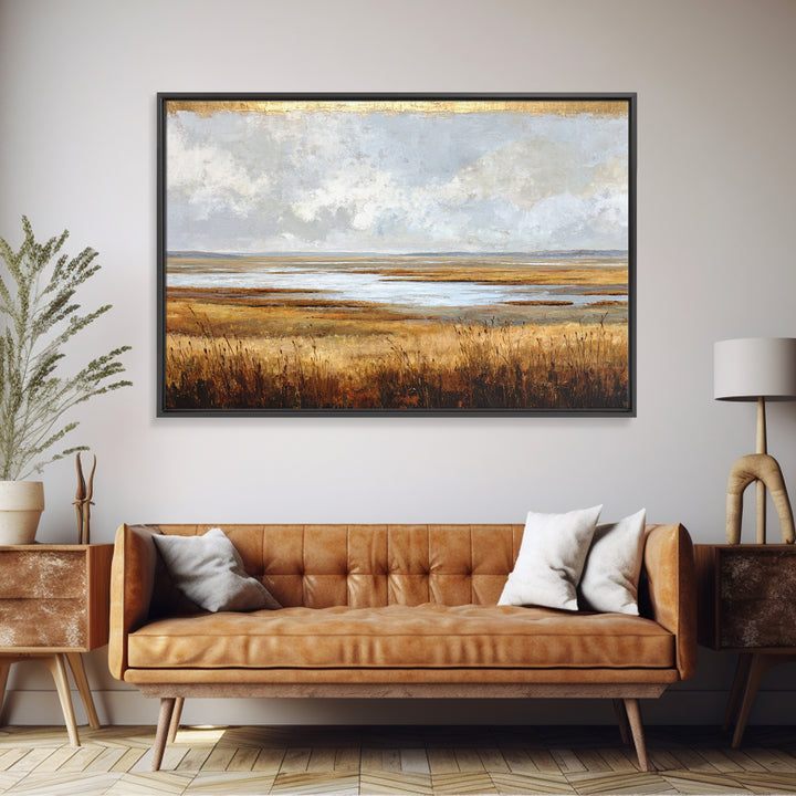 Oversized Abstract Landscape Framed Canvas Print, Above Sofa Art, Coastal Wall Art, Living Room Decor, Fine Art, Statement, ASA-3x2-77
